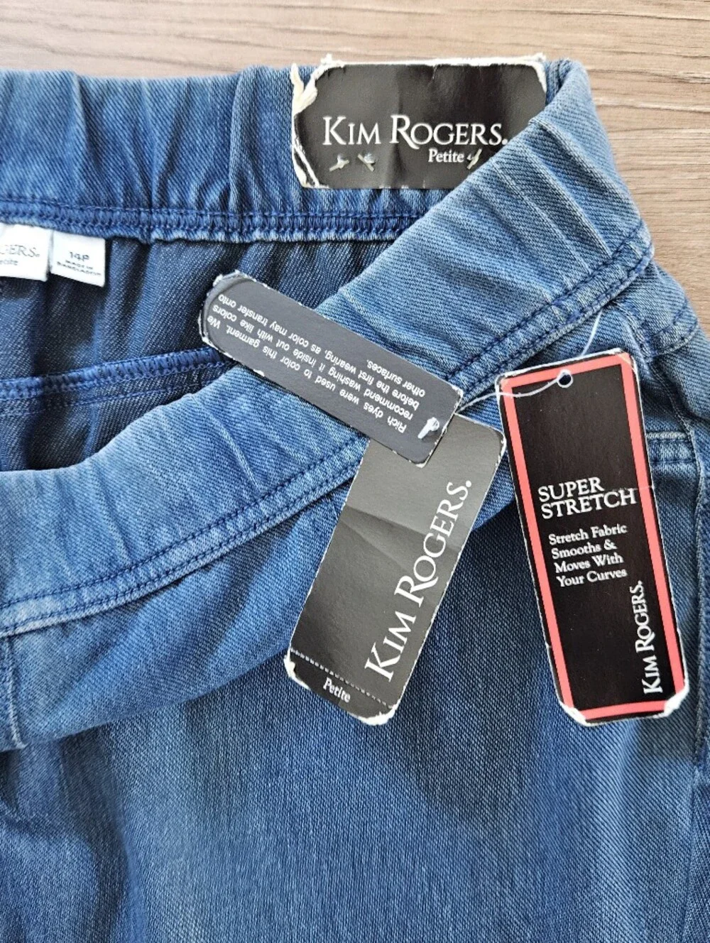 Kim Rogers Blue Stretch Denim Pants Size 14